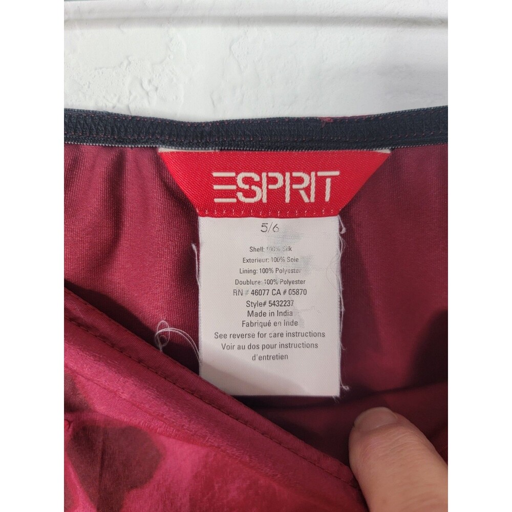 Vintage Espirit Silk Skirt Berry Red Floral Dainty Sequins Vtg Size 5/6 90s Y2K - Picture 10 of 16